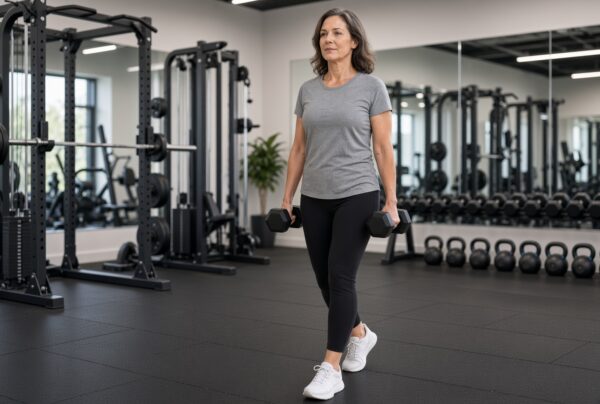 farmer carry with dumbbells for back strength