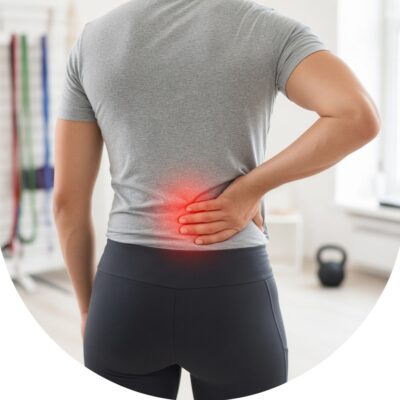 Person with low back pain at Quincy Physical Therapy